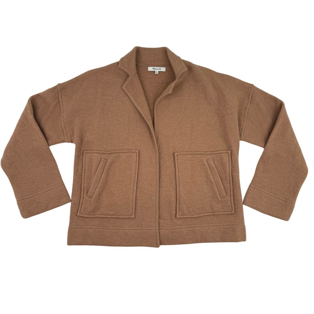 Madewell Merino Wool Sweater Jacket Blazer XS Camel Oversized Minimalist Cozy - Picture 6 of 12